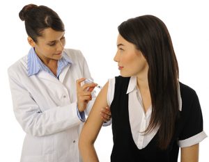 woman getting flu shot